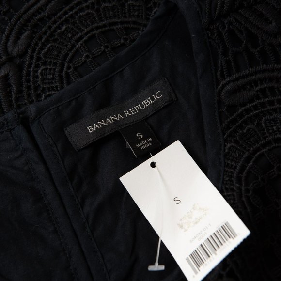 Banana Republic Tank Top July Lace Scalloped Hem Blouse Black Size Small New - Picture 3 of 5